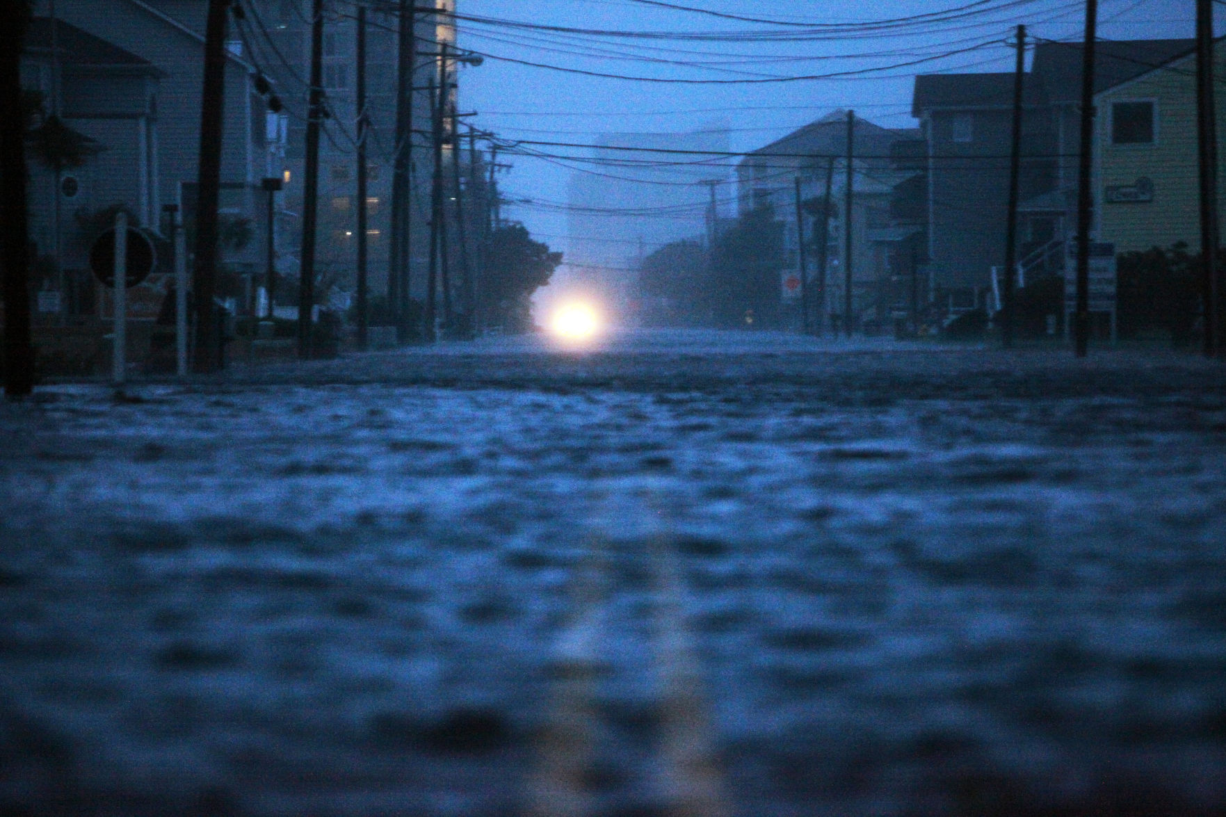 Storm surge flooding Ocean Boulevard